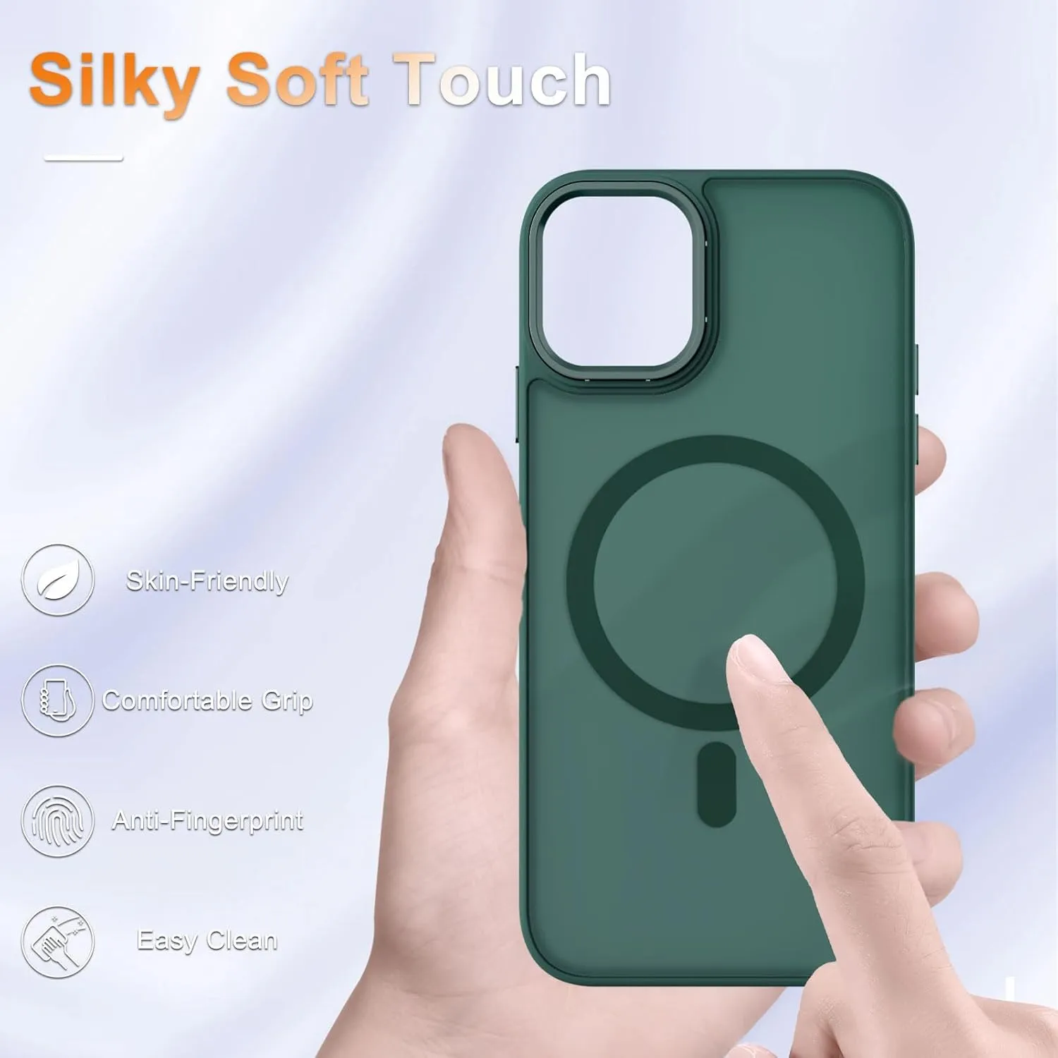 for iPhone 11 Case, Matte Magnetic Phone Case with 1 Screen Protector, Compatible with Magsafe, Translucent Frosted Slim Shockproof Protective Cover for iPhone 11 6.1 inch, Dark Green