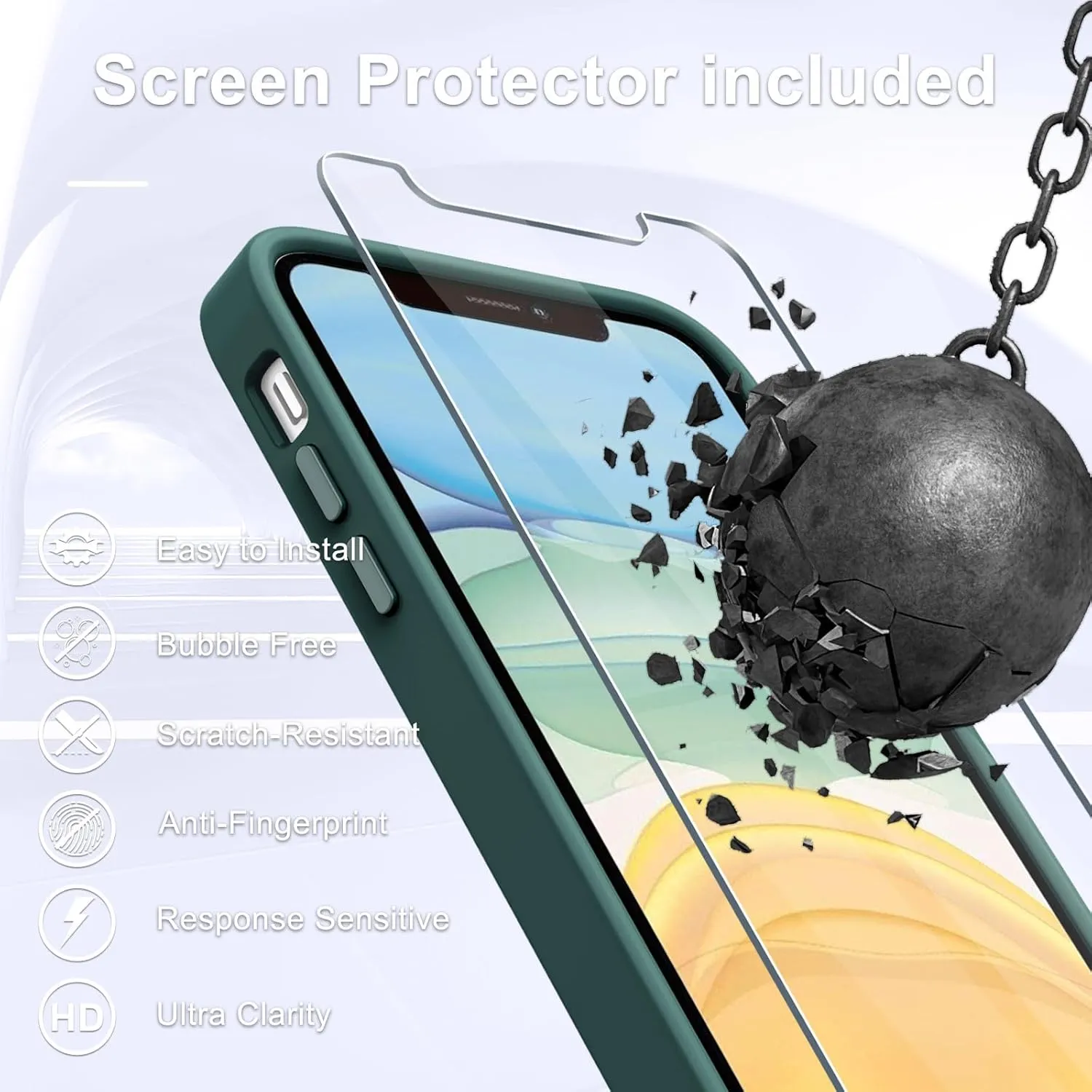 for iPhone 11 Case, Matte Magnetic Phone Case with 1 Screen Protector, Compatible with Magsafe, Translucent Frosted Slim Shockproof Protective Cover for iPhone 11 6.1 inch, Dark Green