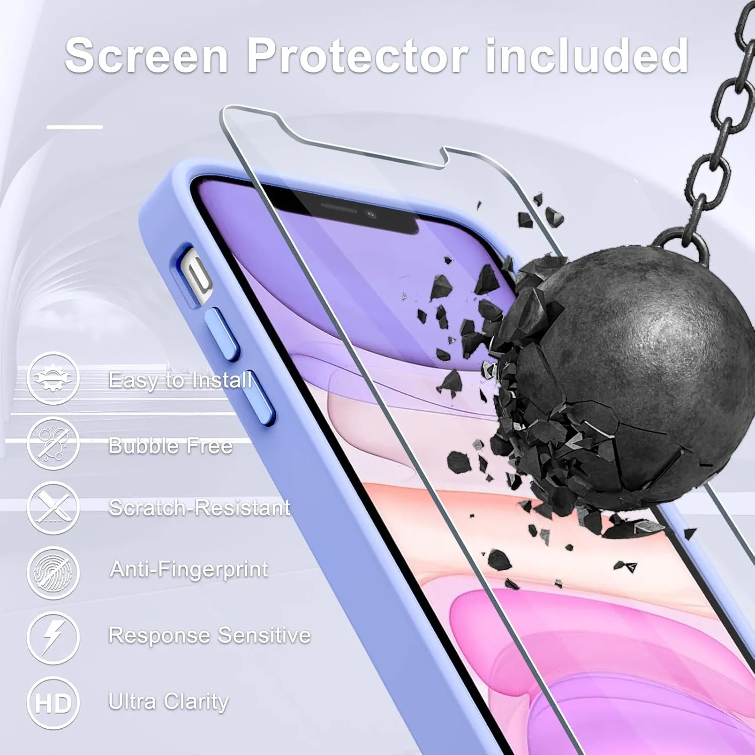 for iPhone 11 Case, Matte Magnetic Phone Case with 1 Screen Protector, Compatible with Magsafe, Translucent Frosted Slim Shockproof Protective Cover for iPhone 11 6.1 inch, Lavender Purple