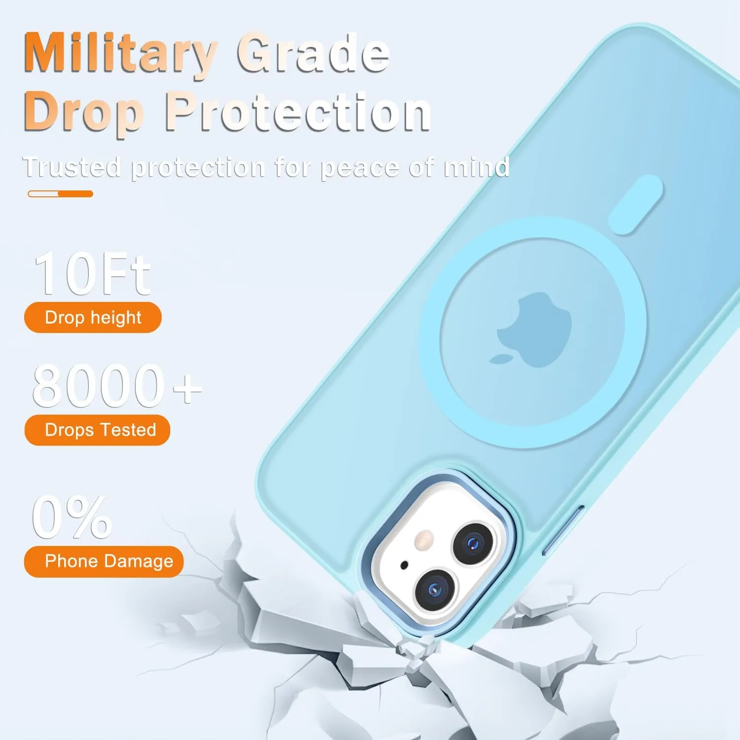 for iPhone 11 Case, Matte Magnetic Phone Case with 1 Screen Protector, Compatible with Magsafe, Translucent Frosted Slim Shockproof Protective Cover for iPhone 11 6.1 inch, Light Blue