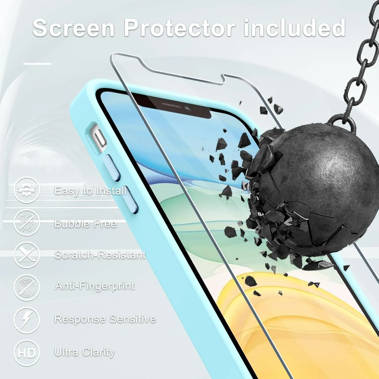 for iPhone 11 Case, Matte Magnetic Phone Case with 1 Screen Protector, Compatible with Magsafe, Translucent Frosted Slim Shockproof Protective Cover for iPhone 11 6.1 inch, Light Blue