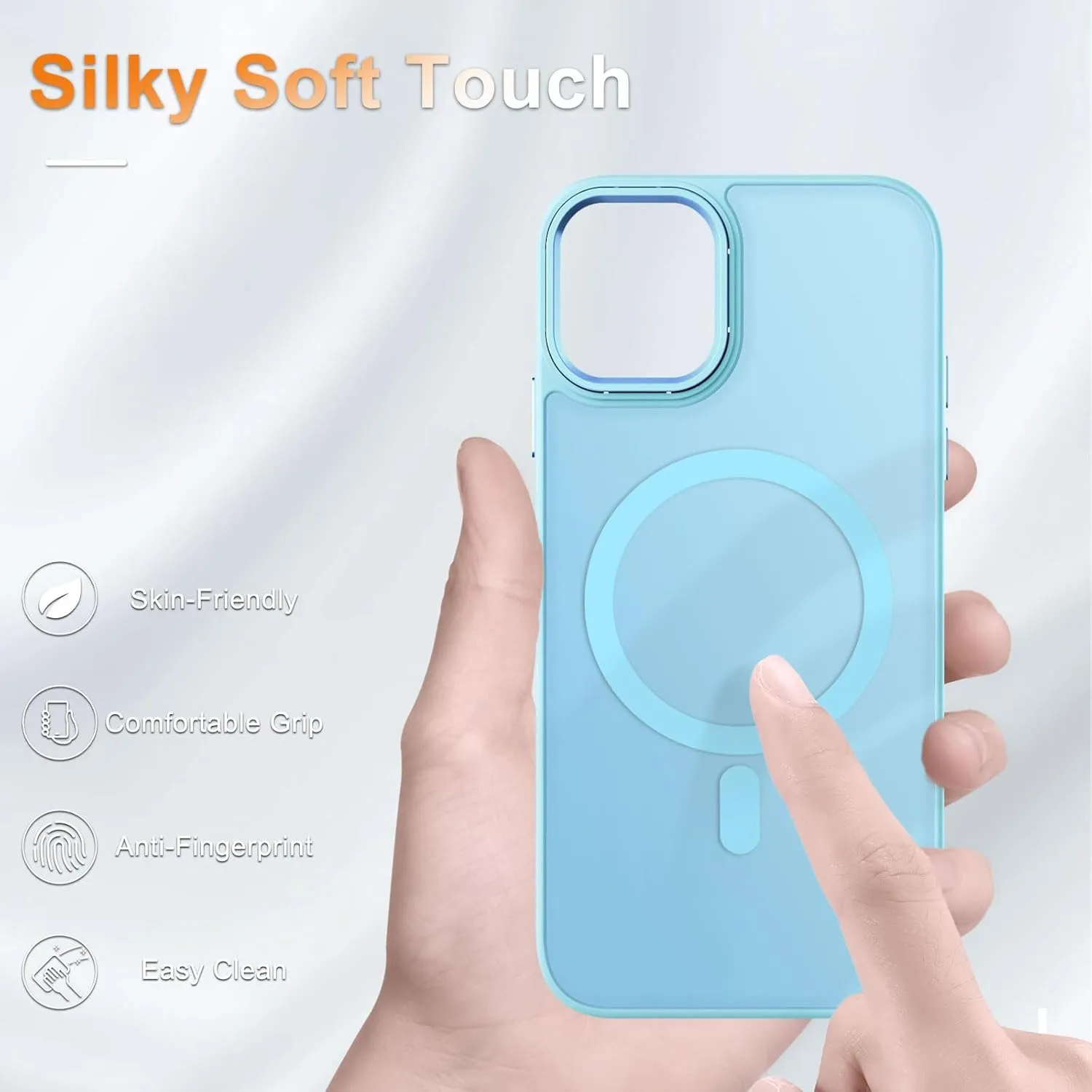 for iPhone 11 Case, Matte Magnetic Phone Case with 1 Screen Protector, Compatible with Magsafe, Translucent Frosted Slim Shockproof Protective Cover for iPhone 11 6.1 inch, Light Blue