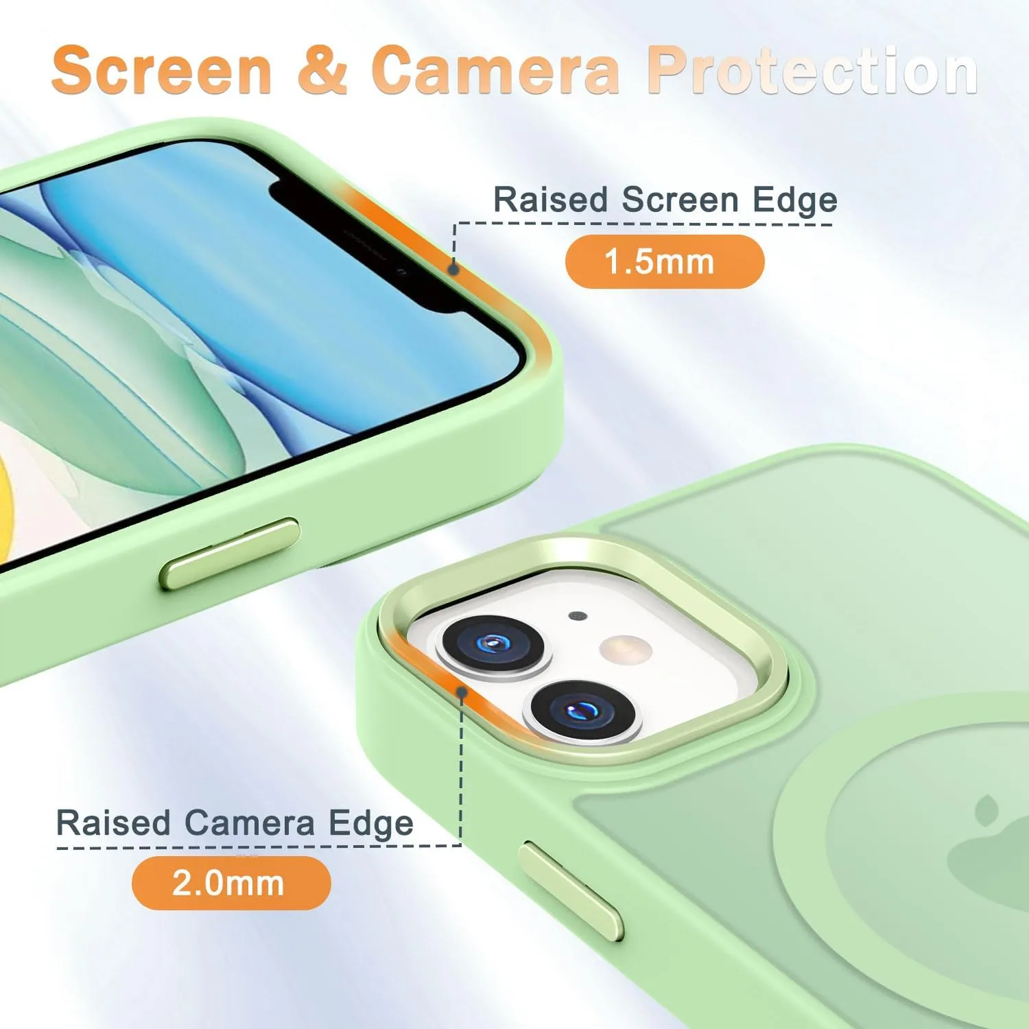 for iPhone 11 Case, Matte Magnetic Phone Case with 1 Screen Protector, Compatible with Magsafe, Translucent Frosted Slim Shockproof Protective Cover for iPhone 11 6.1 inch, Mint Green