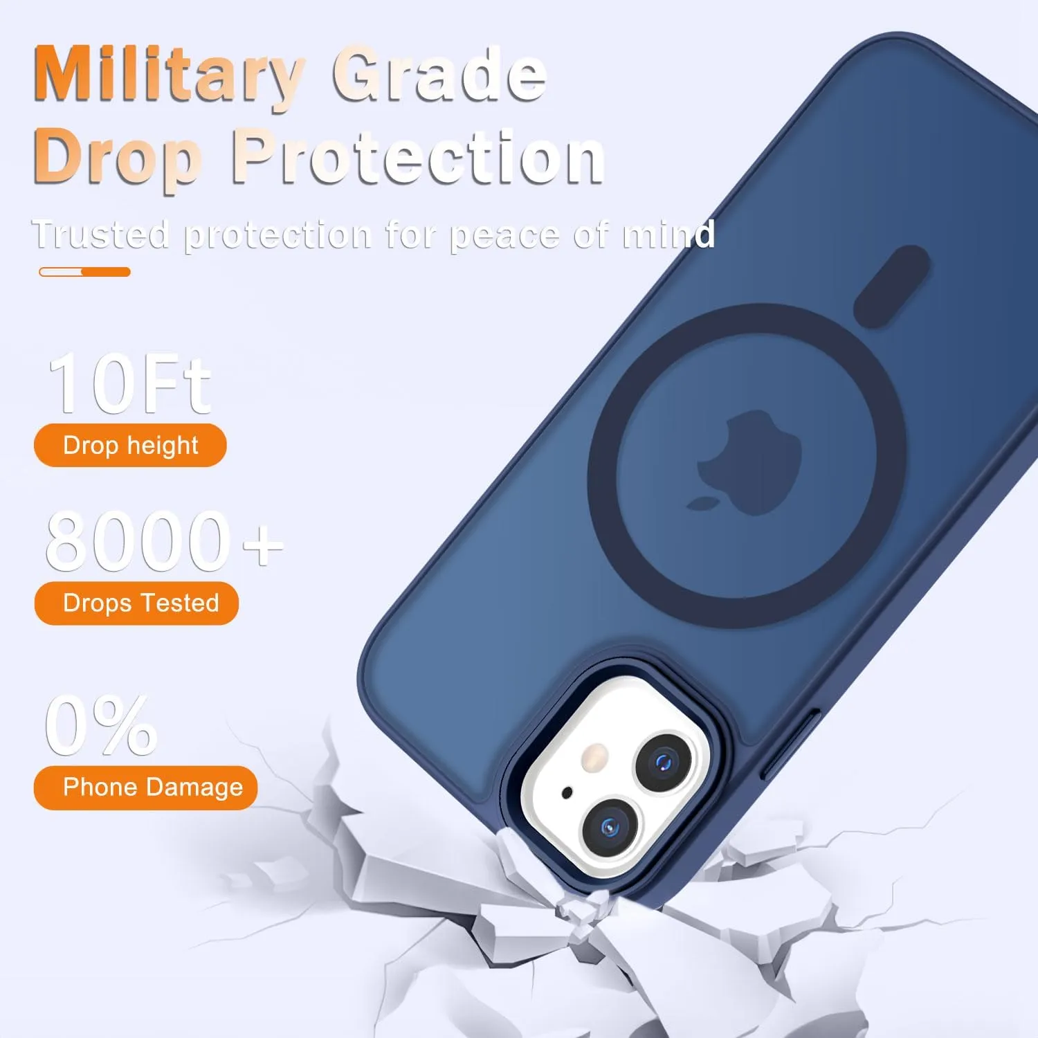for iPhone 11 Case, Matte Magnetic Phone Case with 1 Screen Protector, Compatible with Magsafe, Translucent Frosted Slim Shockproof Protective Cover for iPhone 11 6.1 inch, Navy Blue