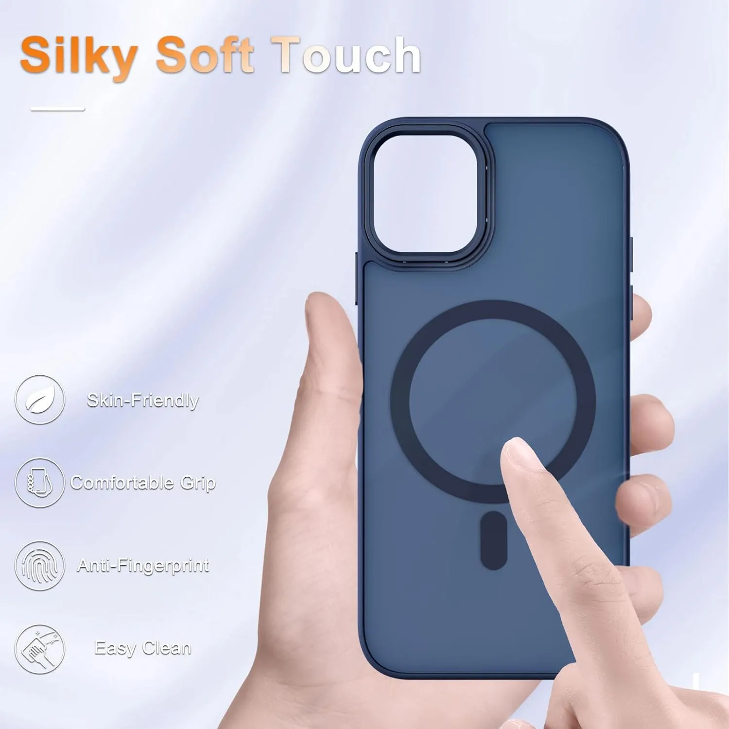 for iPhone 11 Case, Matte Magnetic Phone Case with 1 Screen Protector, Compatible with Magsafe, Translucent Frosted Slim Shockproof Protective Cover for iPhone 11 6.1 inch, Navy Blue