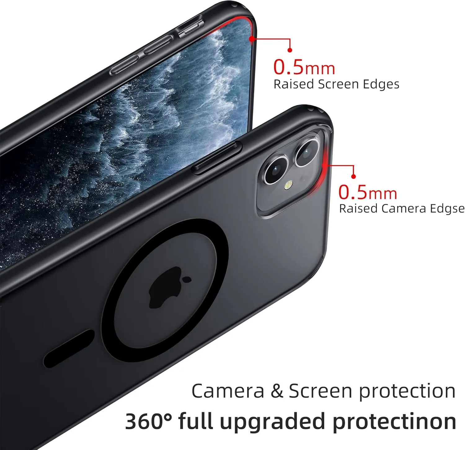 for iPhone 11 Magnetic Case, Built in Magnets Compatible with MagSafe, Translucent Matte Hard PC Back Cover   Soft TPU Frame Slim Bumper Case for iPhone 11 6.1",Black