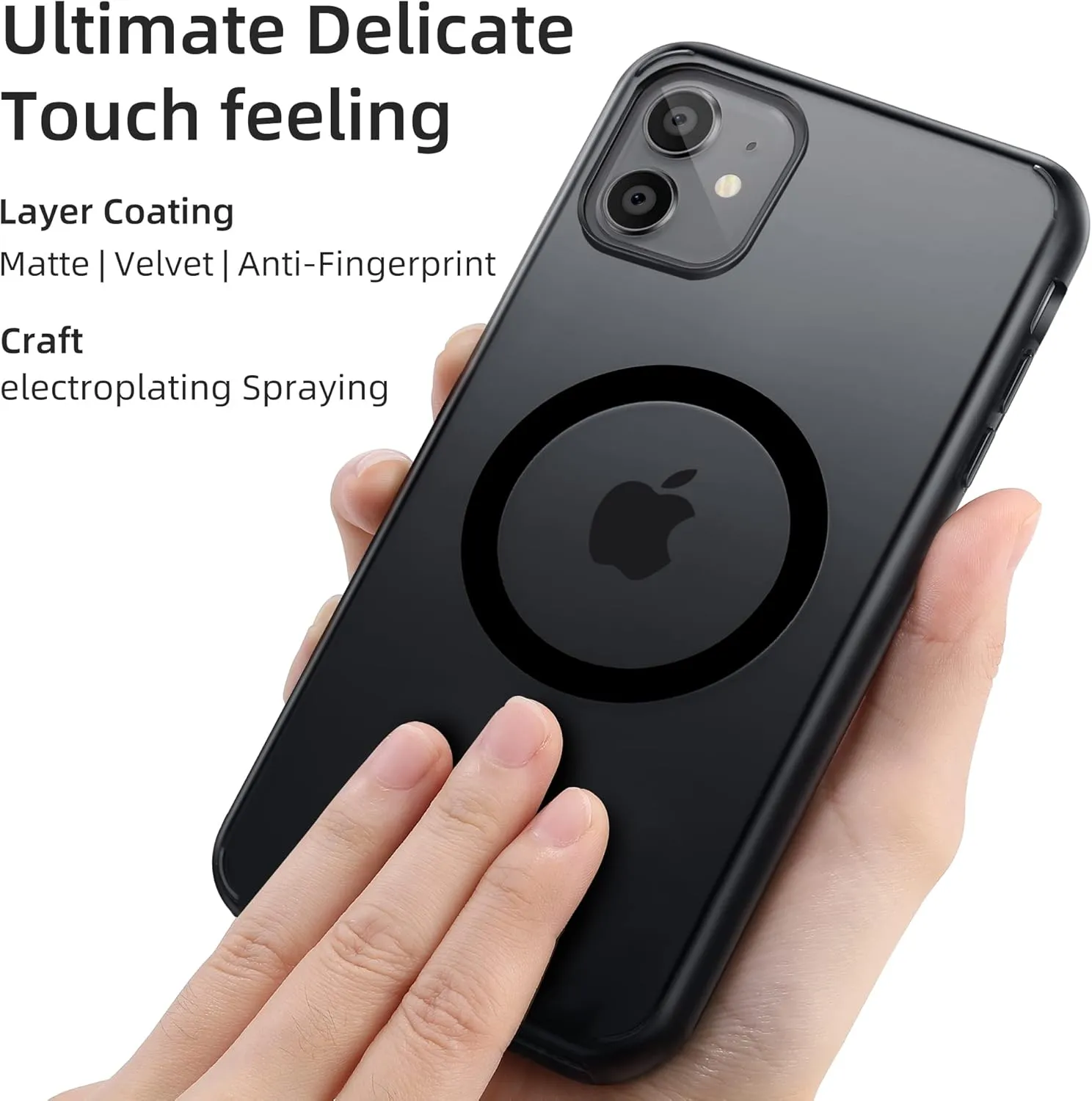for iPhone 11 Magnetic Case, Built in Magnets Compatible with MagSafe, Translucent Matte Hard PC Back Cover   Soft TPU Frame Slim Bumper Case for iPhone 11 6.1",Black
