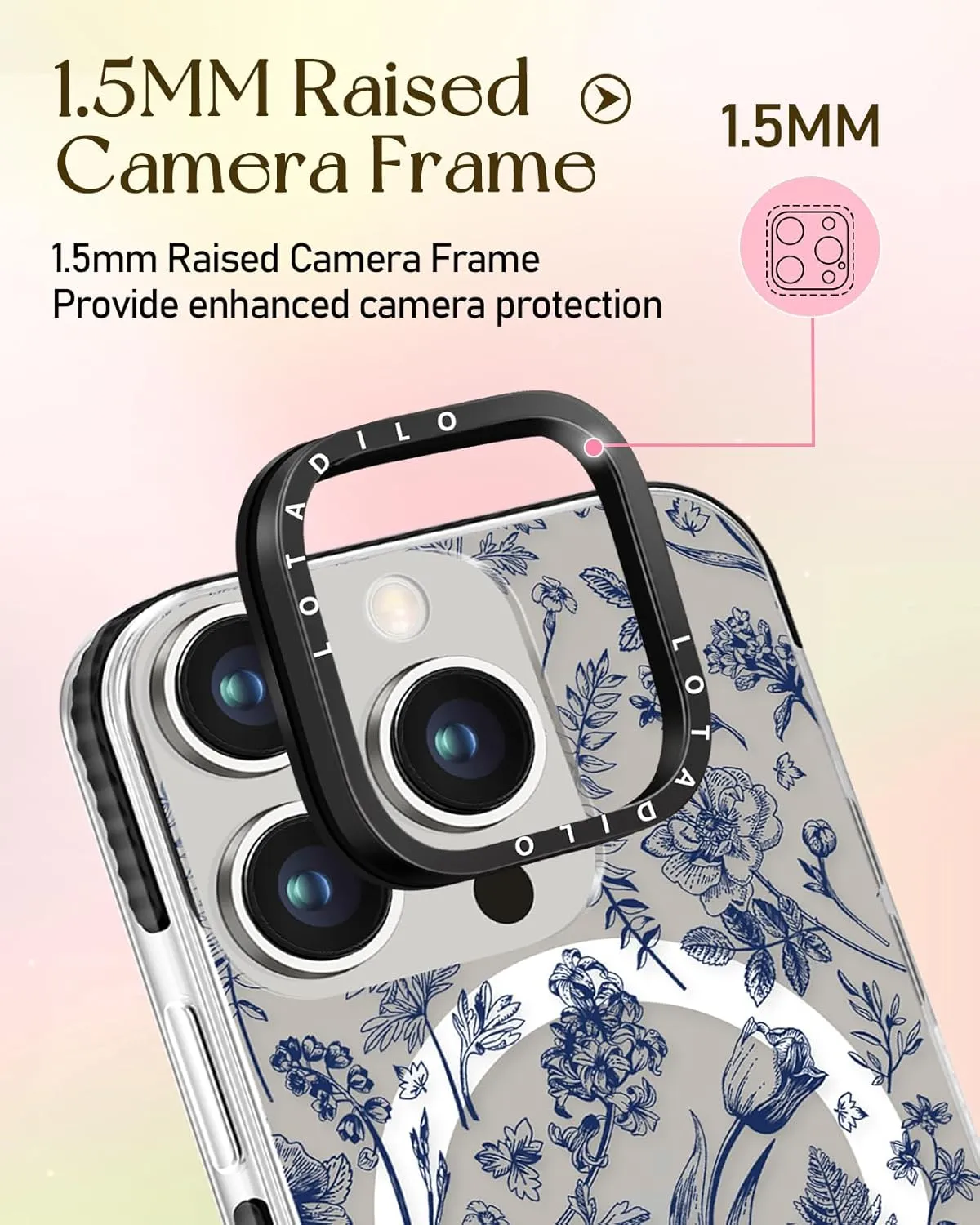 for iPhone 13 Pro Case for Women Girls - Cute Design Compatible with Magsafe Magnetic Ring Holder Stand Line Flower Aesthetic Pattern TPU Phone Covers for iPhone 13 Pro Phone Case