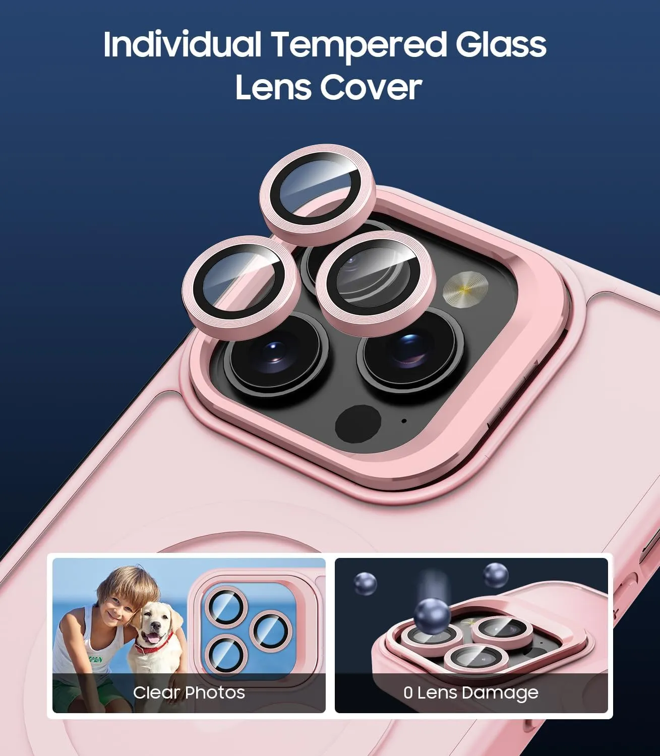 for iPhone 13 Pro Max Case, Compatible with MagSafe, Built-in Camera Ring Stand, with Individual Camera Cover, Translucent Matte Military-Grade Drop Protection Magnetic Case, Pink