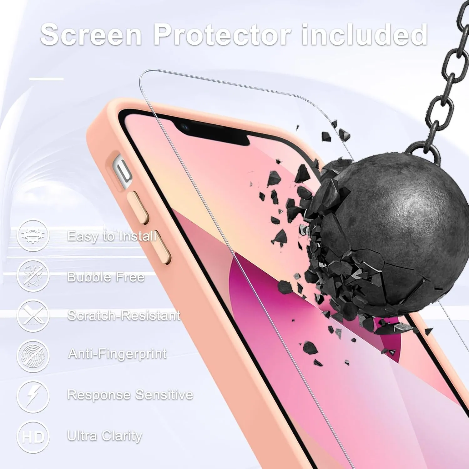 for iPhone 15 Case, Matte Magnetic Phone Case with 1 Screen Protector, Support for Magsafe, Translucent Frosted Slim Shockproof Protective Cover for iPhone 15 6.1 inch, Pink