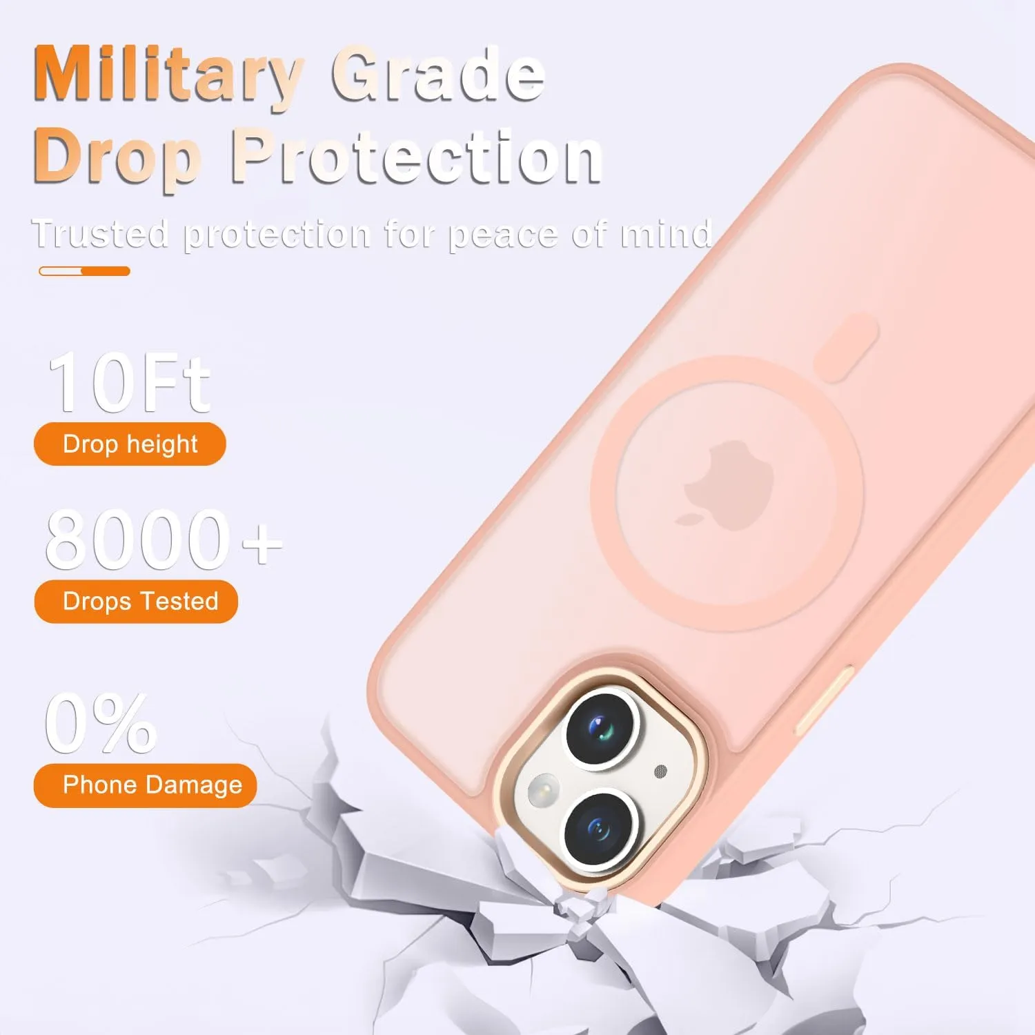 for iPhone 15 Case, Matte Magnetic Phone Case with 1 Screen Protector, Support for Magsafe, Translucent Frosted Slim Shockproof Protective Cover for iPhone 15 6.1 inch, Pink