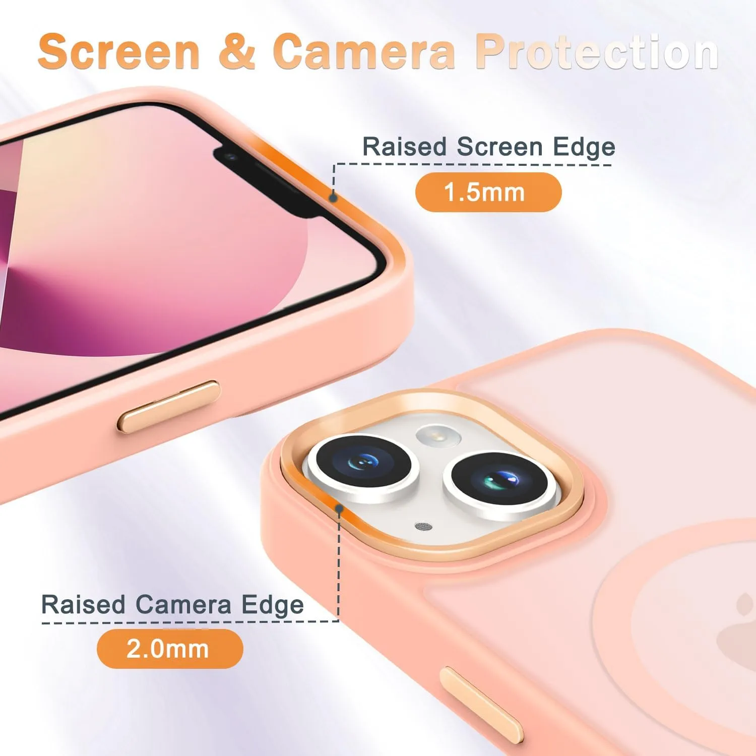 for iPhone 15 Case, Matte Magnetic Phone Case with 1 Screen Protector, Support for Magsafe, Translucent Frosted Slim Shockproof Protective Cover for iPhone 15 6.1 inch, Pink