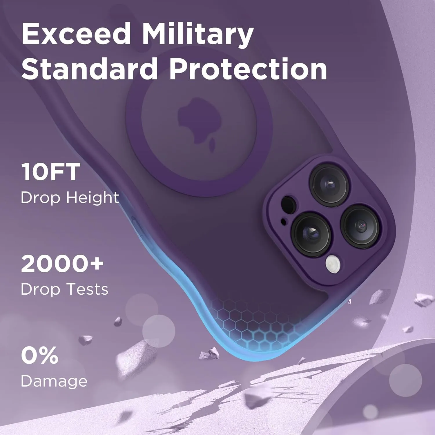 for iPhone 16 Pro Max Case for Women Girls, Upgraded [Full Camera Protection] [Compatible with MagSafe] Cute Wave Translucent Matte Phone Case for iPhone 16 Pro Max, Deep Purple