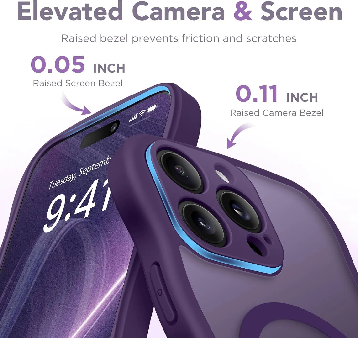 for iPhone 16 Pro Max Case for Women Girls, Upgraded [Full Camera Protection] [Compatible with MagSafe] Cute Wave Translucent Matte Phone Case for iPhone 16 Pro Max, Deep Purple