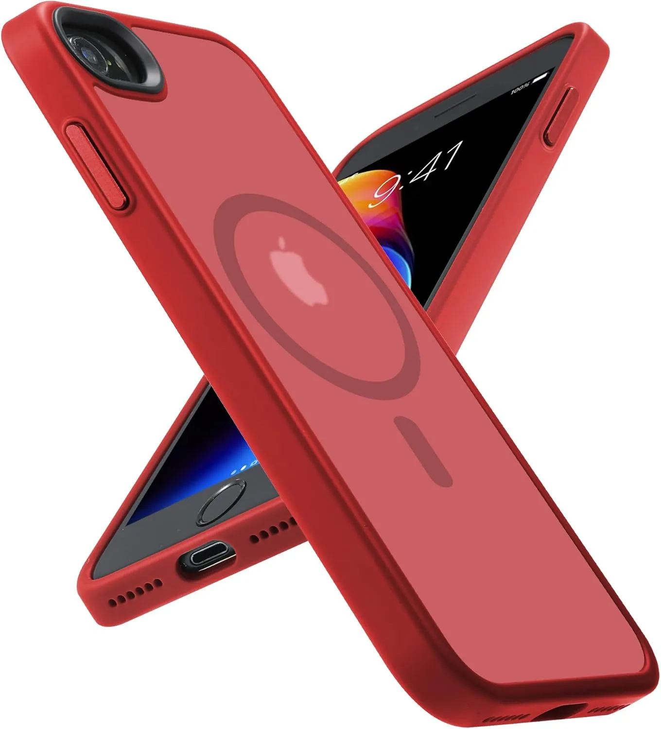 for iPhone SE 2022/iPhone SE 2020/iPhone 8 Magnetic Case, Built in Magnets Compatible with MagSafe, Translucent Matte Hard PC Back Cover for iPhone 8/SE 2/SE 34.7" Matte Red