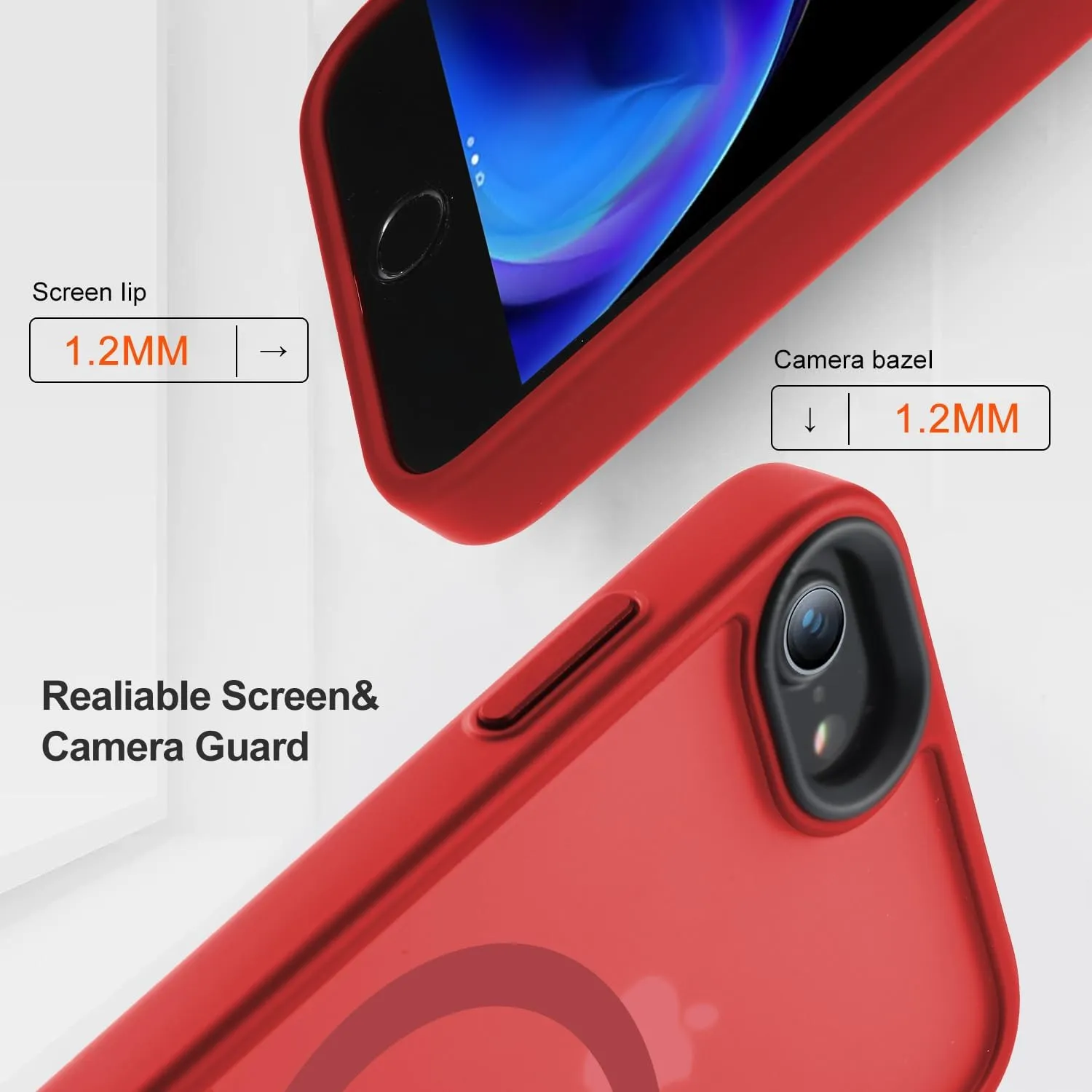 for iPhone SE 2022/iPhone SE 2020/iPhone 8 Magnetic Case, Built in Magnets Compatible with MagSafe, Translucent Matte Hard PC Back Cover for iPhone 8/SE 2/SE 34.7" Matte Red