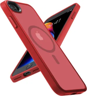 for iPhone SE 2022/iPhone SE 2020/iPhone 8 Magnetic Case, Built in Magnets Compatible with MagSafe, Translucent Matte Hard PC Back Cover for iPhone 8/SE 2/SE 34.7" Matte Red