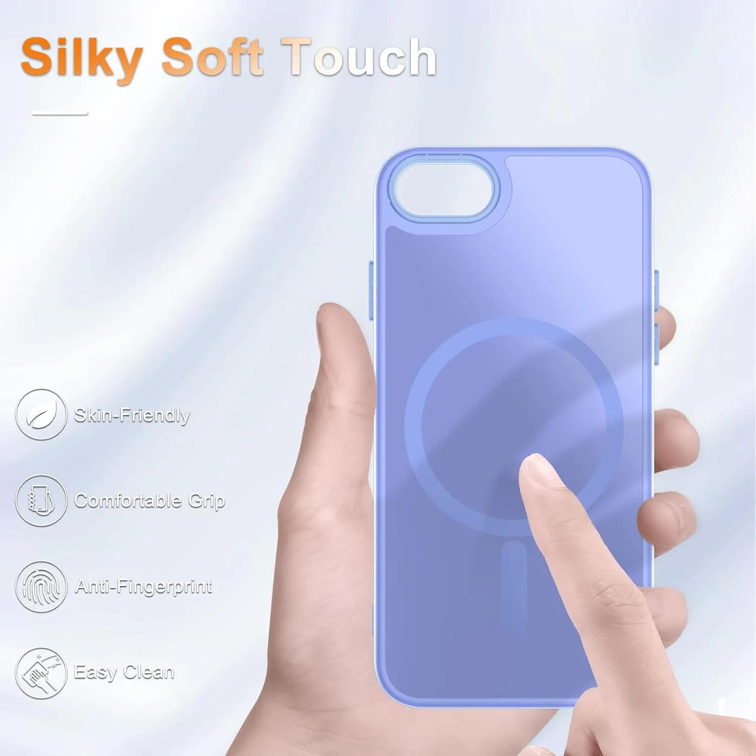 for iPhone SE Case 2022(3rd)/2020(2nd), iPhone 8/7 Case, with 1 Screen Protector, Matte Magnetic Slim Phone Cover, Support for Magsafe, Shockproof Protection Translucent Frosted Back,Lavender Purple