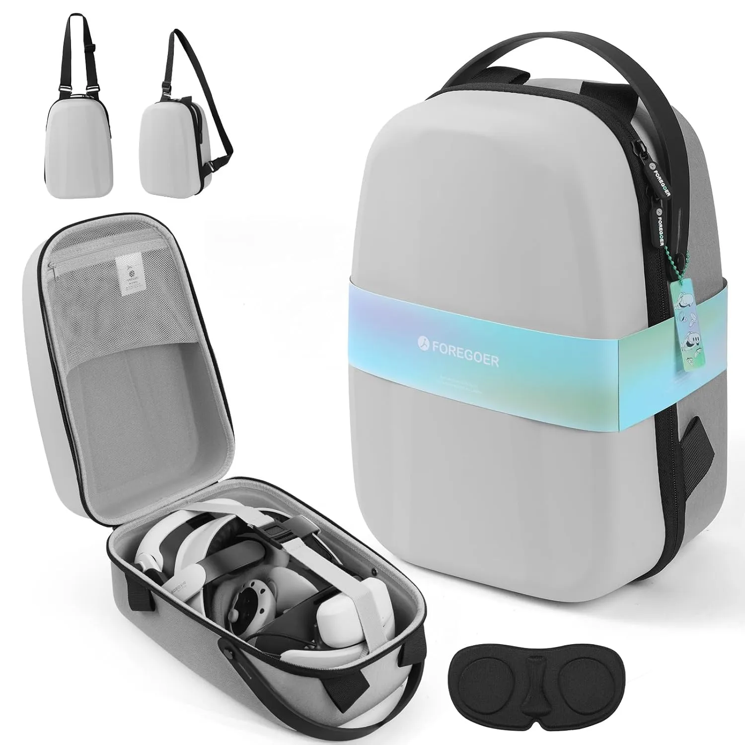 FOREGOER Carrying Case for Meta Quest 3/Oculus Quest 2, Hard Travel Storage Case Compatible with Meta Oculus Quest 2 Headset, Quest Pro and Accessories (Grey)