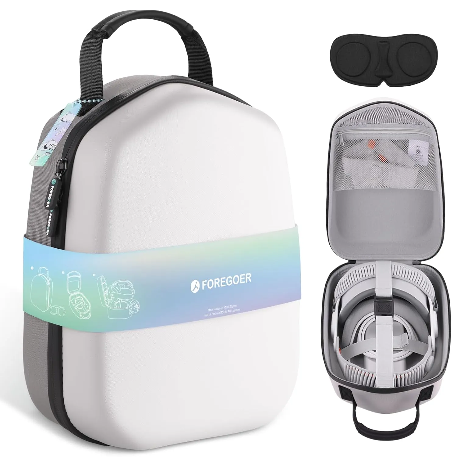 FOREGOER Hard Carrying Case Compatible with Meta Quest 3S/Quest 3/Oculus Quest 2 Official Original/Elite Strap VR Gaming Headset, Portable Travel Vision Pro Case for Touch Controllers Accessories