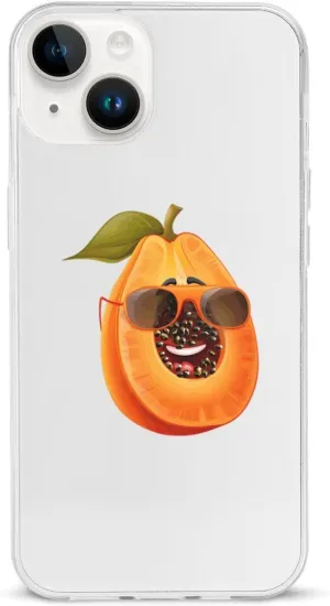 Fruit Papaya Glasses Papaya Phone Case Shockproof Phone Cover Non-Slip Soft Back Protective Cover Compatible with iPhone 14 iPhone 14