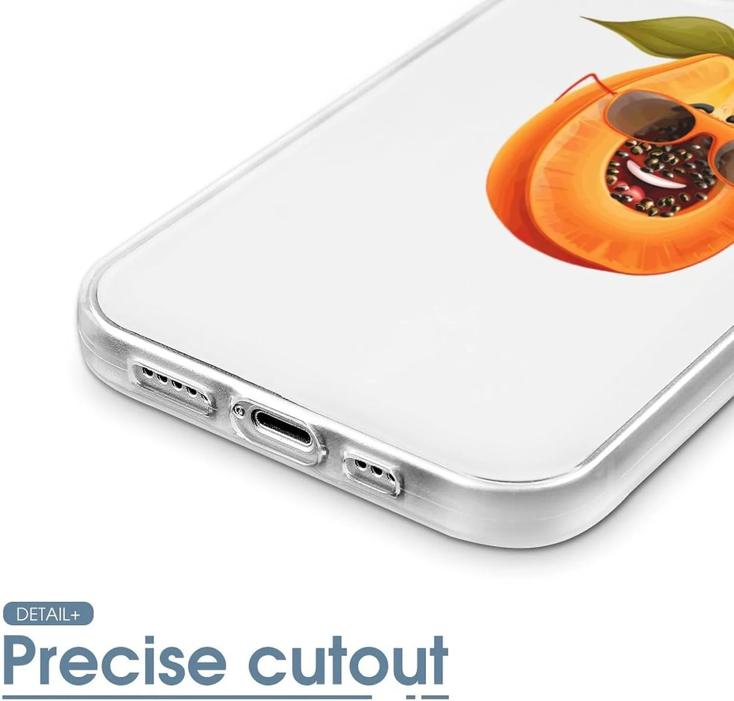Fruit Papaya Glasses Papaya Phone Case Shockproof Phone Cover Non-Slip Soft Back Protective Cover Compatible with iPhone 14 iPhone 14