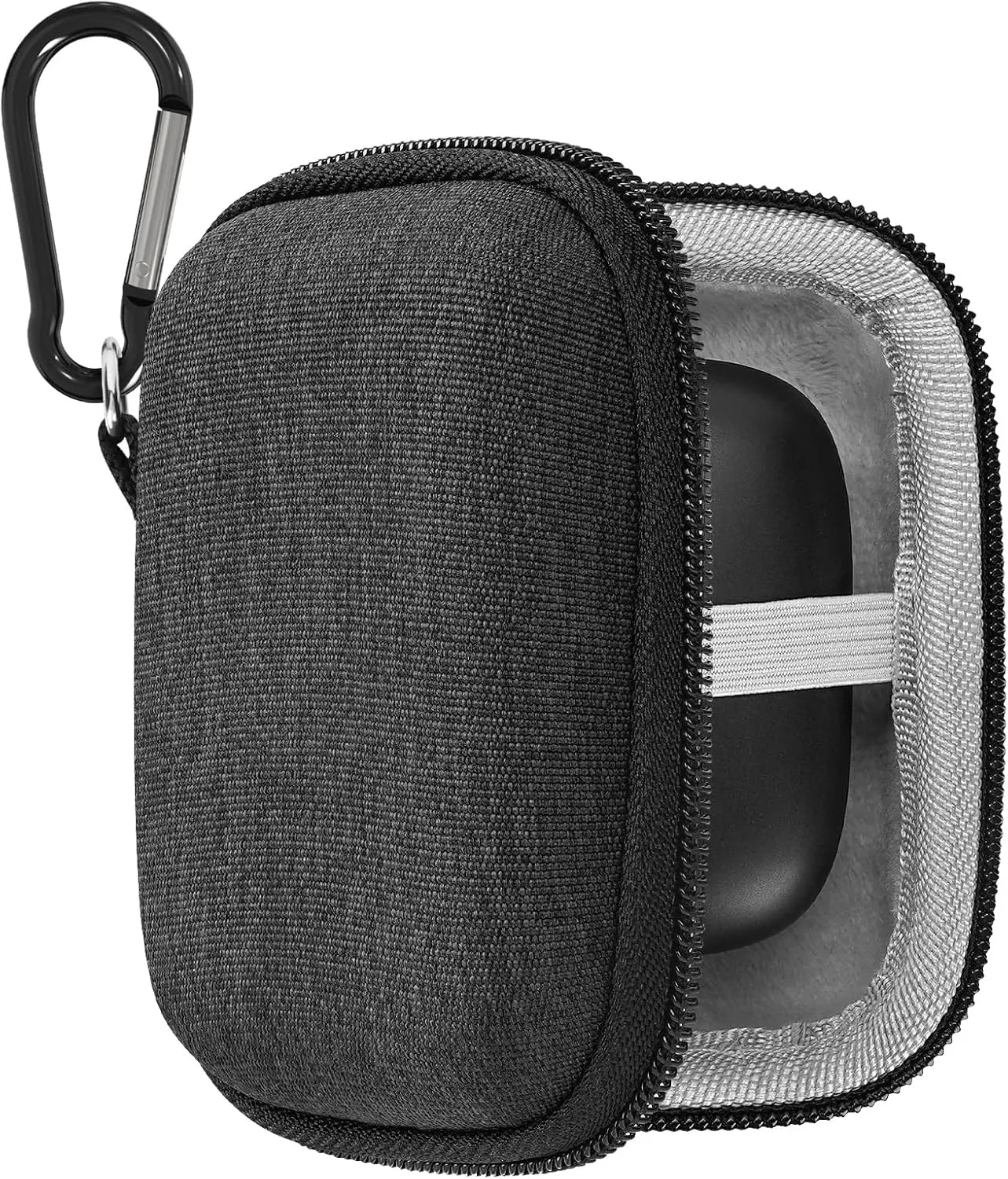 Geekria Shield Earbuds Case Compatible with Audio-Technica ATH-CK3TW, ATH-ANC300TW True Wireless Earbud, Replacement Hard Shell Travel Carrying Bag with Carabiner Clip (Dark Grey)