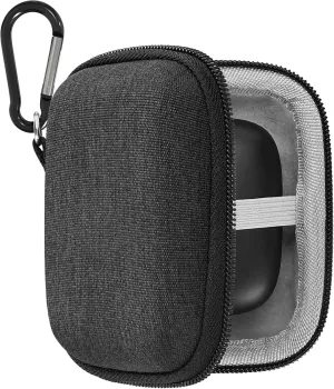 Geekria Shield Earbuds Case Compatible with Audio-Technica ATH-CK3TW, ATH-ANC300TW True Wireless Earbud, Replacement Hard Shell Travel Carrying Bag with Carabiner Clip (Dark Grey)