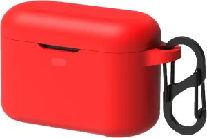 Geekria Silicone Case Cover Compatible with Beyerdynamic Free BYRD True Wireless Earbuds, Earphones Skin Cover, Protective Carrying Case with Keychain Hook, Charging Port Accessible (Red)