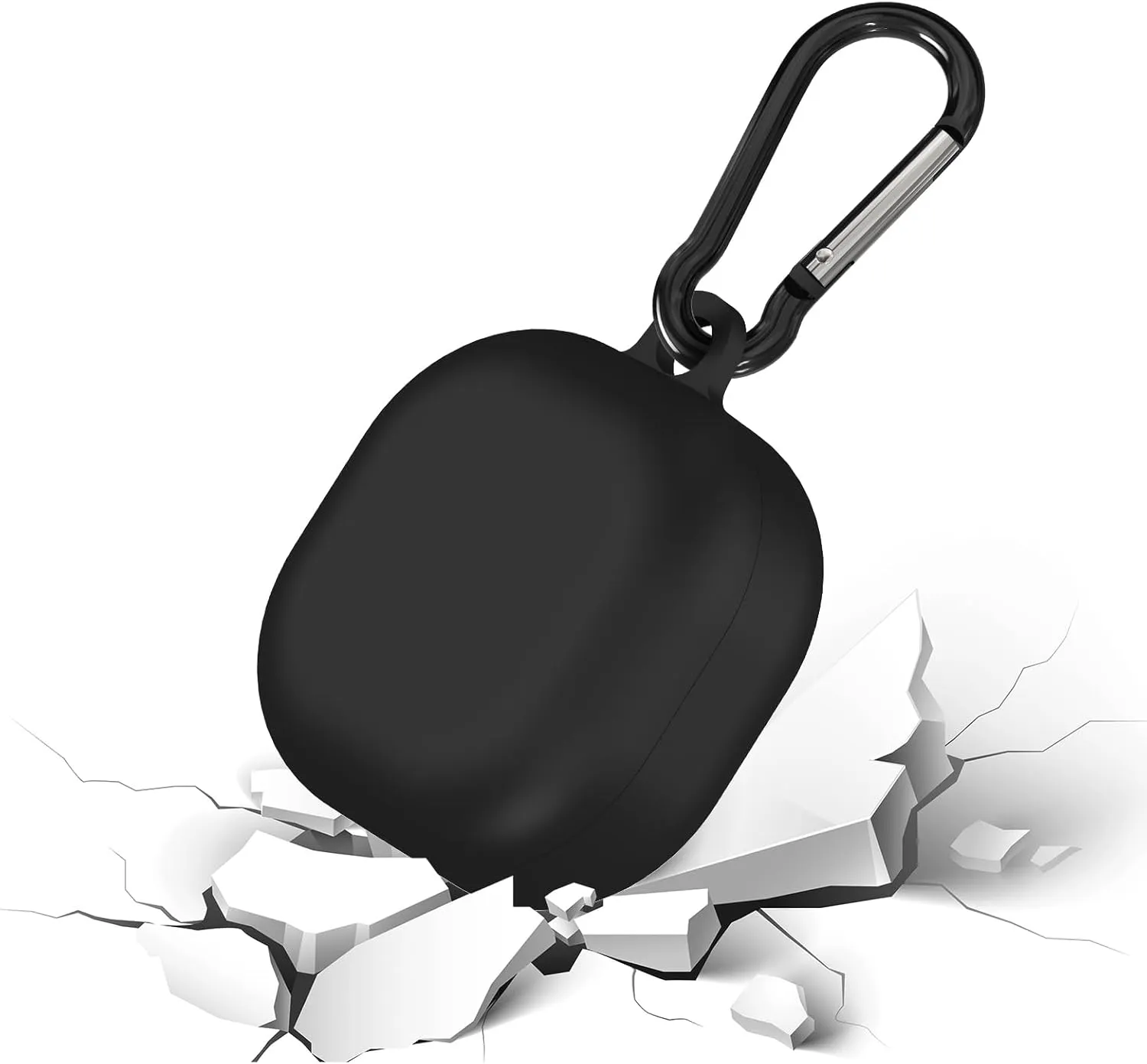 Geekria Silicone Case Cover Compatible with Samsung Galaxy Buds FE True Wireless Earbuds, Protective Earphones Skin Cover with Keychain Hook, Charging Port Accessible (Black)