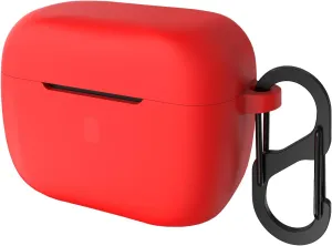 Geekria Silicone Case Cover Compatible with Sennheiser CX 400BT True Wireless Earbuds, Protective Carrying Case with Keychain Hook, Charging Port Accessible (Red)