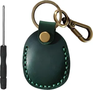 Genuine Leather AirTag Holder for Apple AirTag with Keychain - Anti-Lost, Anti-Scratch AirTag Keyring Case for Key, Pet Collar, Bags, Luggage - Handmade, 360 Protective Air Tag Accessory Cover