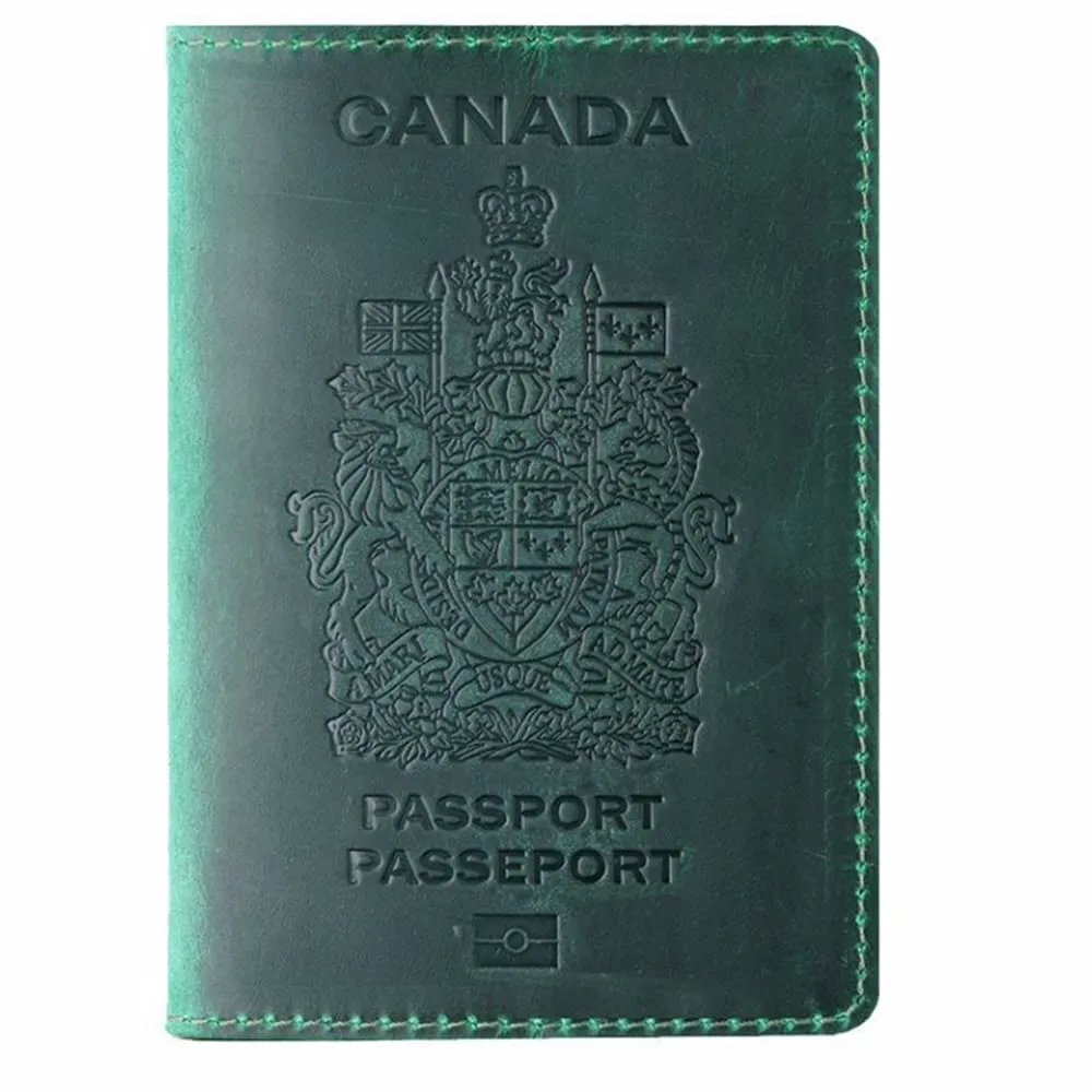 Genuine Leather Passport Covers for Canada Men's Travel Documents Holder Women's Vintage Simple (Brown)