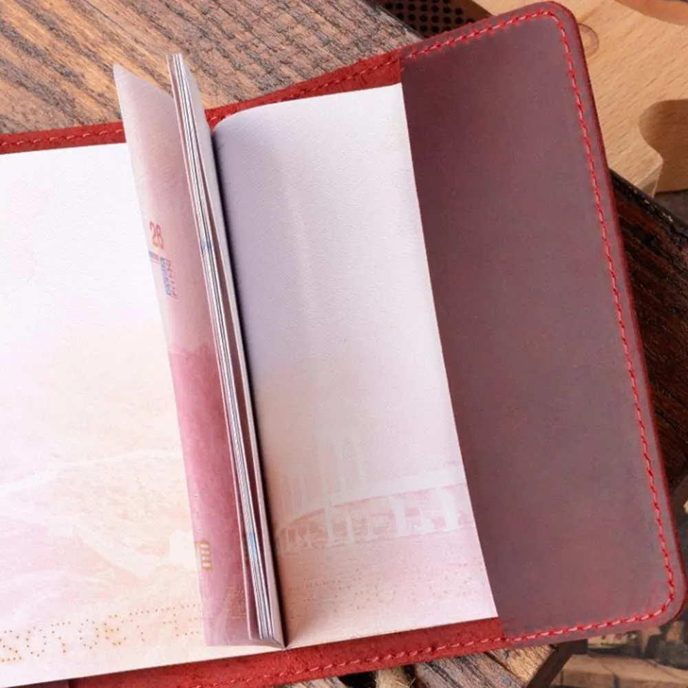 Genuine Leather Passport Covers for Canada Men's Travel Documents Holder Women's Vintage Simple (Brown)
