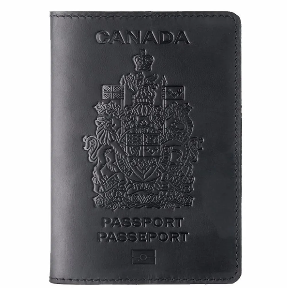 Genuine Leather Passport Covers for Canada Men's Travel Documents Holder Women's Vintage Simple (Brown)