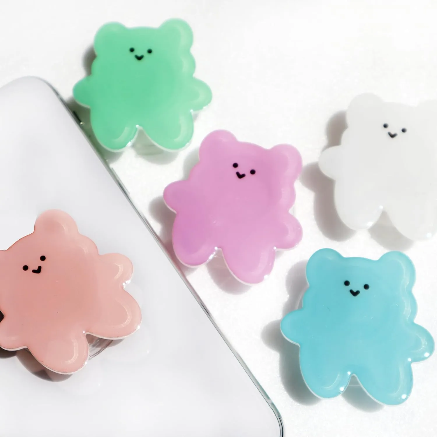 GRIPONG Cute 2D Gummy Bear Shape Expandable Collapsible Mobile Phone Grip Stand Holder for Smartphone Tablet Cell Phone Accessory (Purple)
