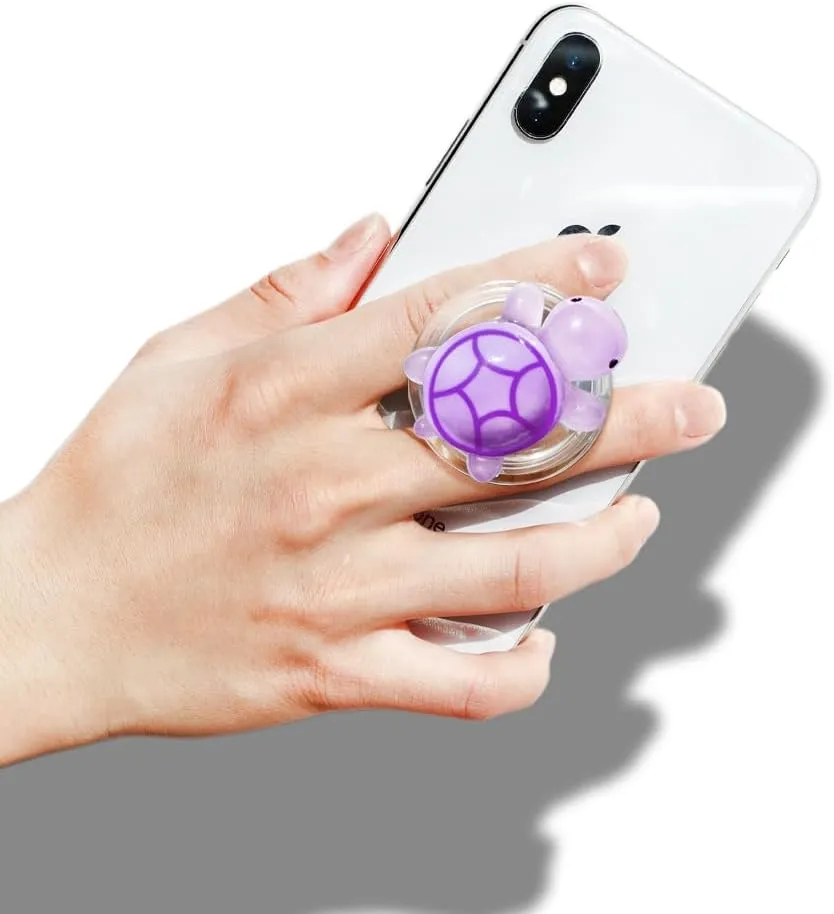 GRIPONG Cute 3D Sea Turtle Expandable Collapsible Mobile Phone Grip Stand Holder for Smartphone Tablet Cell Phone Accessory (Purple)