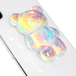 GRIPONG Fun 3D Gummy Bear Phone Grip - Expandable Collapsible Stand for Smartphones & Tablets - Bear Design, Secure Grip, Easy Attachment, and Removable (Holographic Bear)