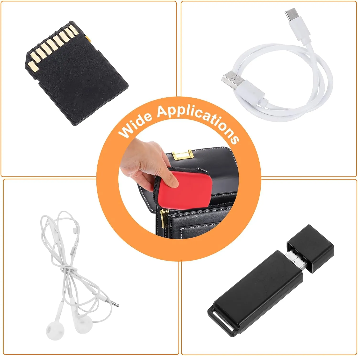 HARFINGTON 2pcs Earbuds Cases, Wired Earphone Case Holder, EVA Ear Buds Case Zipper Organizer Small with Mesh Pocket for USB Cable, Earphones, Red