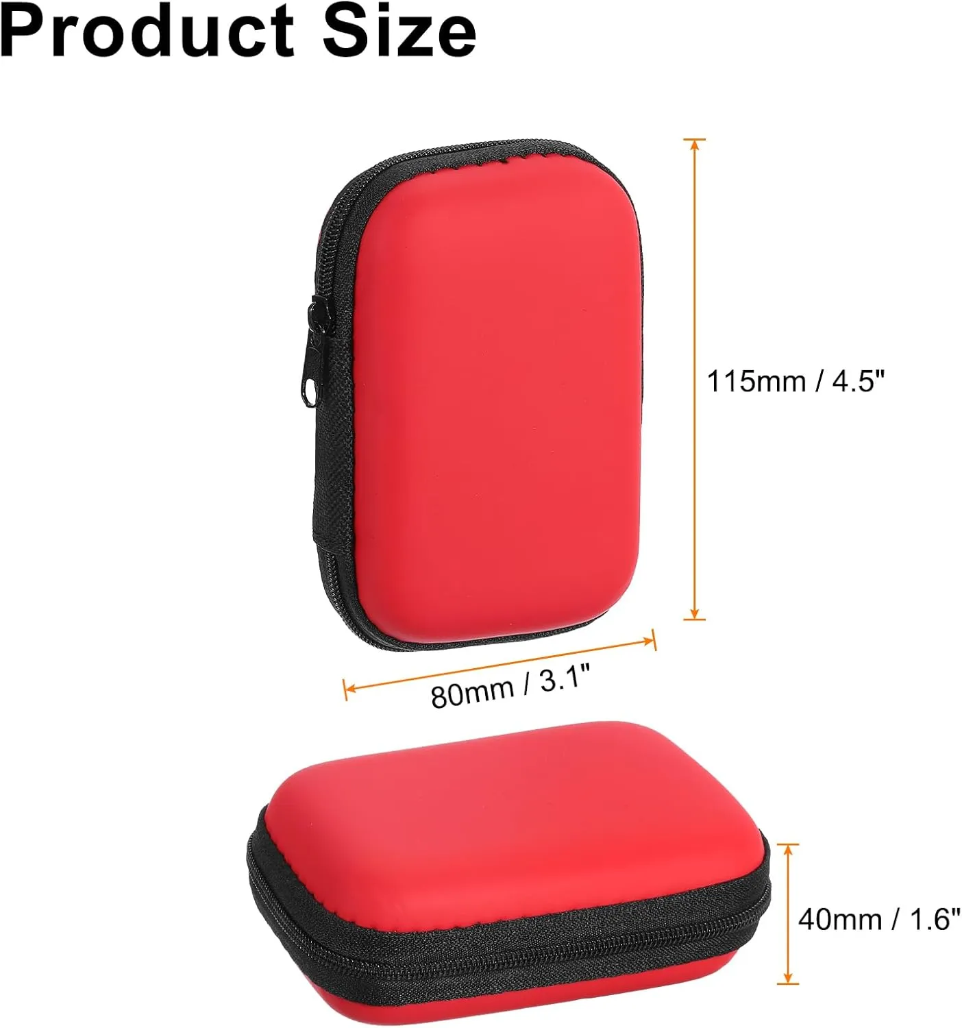 HARFINGTON 2pcs Earbuds Cases, Wired Earphone Case Holder, EVA Ear Buds Case Zipper Organizer Small with Mesh Pocket for USB Cable, Earphones, Red