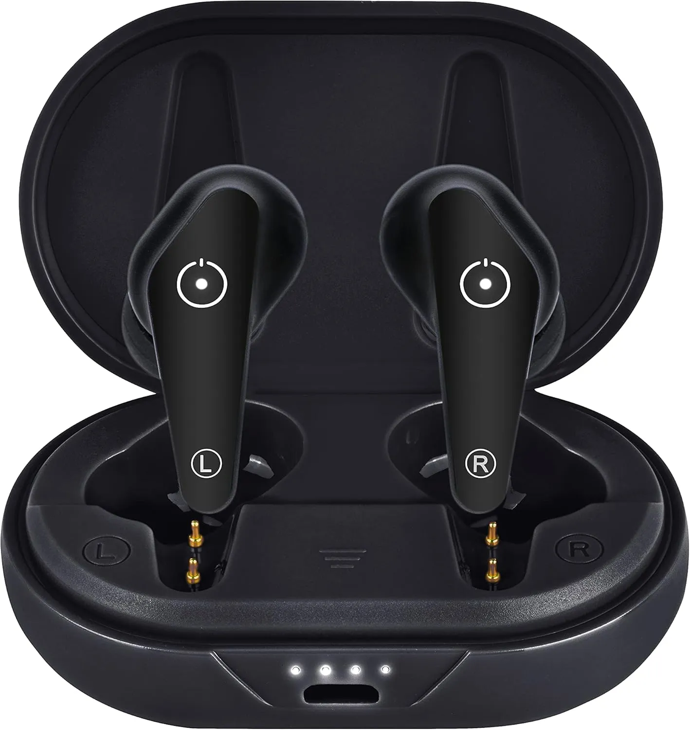 Heavy Duty Premium Sound Noise Canceling Earbuds - Bluetooth 5.0 Waterproof Touch Control Wireless Headphones with Charging Case (Black)