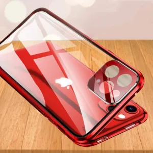 HENGHUI Lockable iPhone 13 Mini Anti Peeping Case Magnetic Glass Case Built-in Camera Lens Protector Privacy Screen Glass Protector Bumper Case Anti peep Cover with Lock (13mini, Silver)