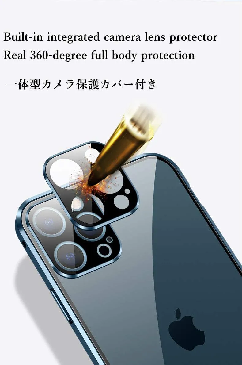 HENGHUI Lockable iPhone 13 Mini Anti Peeping Case Magnetic Glass Case Built-in Camera Lens Protector Privacy Screen Glass Protector Bumper Case Anti peep Cover with Lock (13mini, Silver)