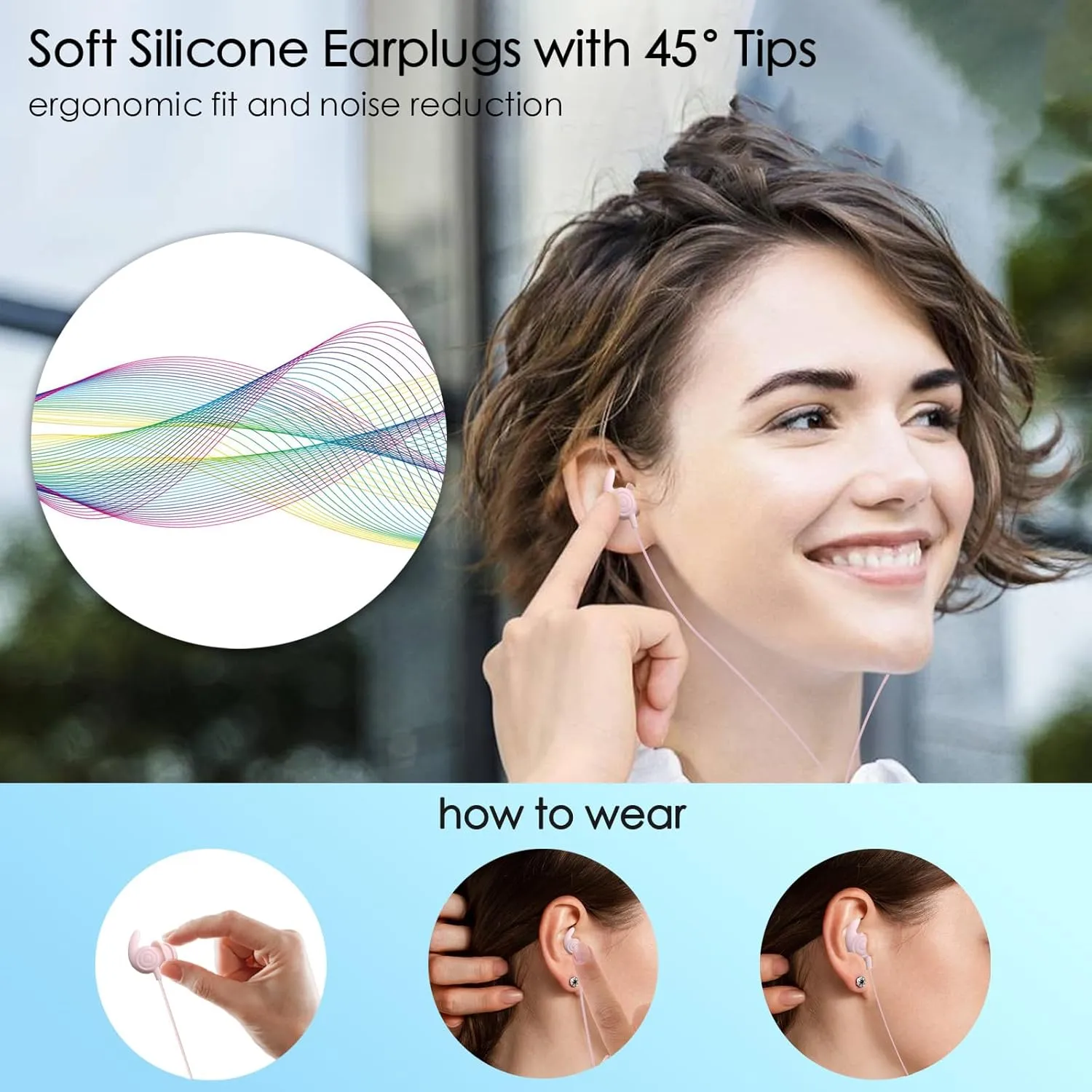 Hmusic Sleep Earphones, Noise Isolation 3.5mm Sleep Headphones Wired, Lightweight Soft Silicone Earbuds with Mic for Insomnia, Side Sleeper, Snoring, Air Travel, Yoga, Relaxation, Meditation (Pink)