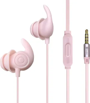 Hmusic Sleep Earphones, Noise Isolation 3.5mm Sleep Headphones Wired, Lightweight Soft Silicone Earbuds with Mic for Insomnia, Side Sleeper, Snoring, Air Travel, Yoga, Relaxation, Meditation (Pink)