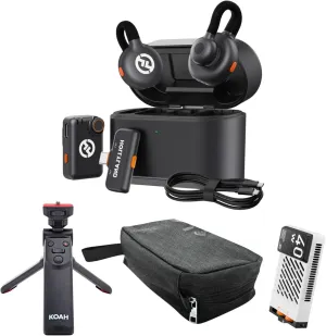 Hollyland Lark M2S Combo, Zhiyun FIVERAY M40 40W Pocket LED, Koah Vlogging Camera Grip and Maxell Folding Storage Bundle