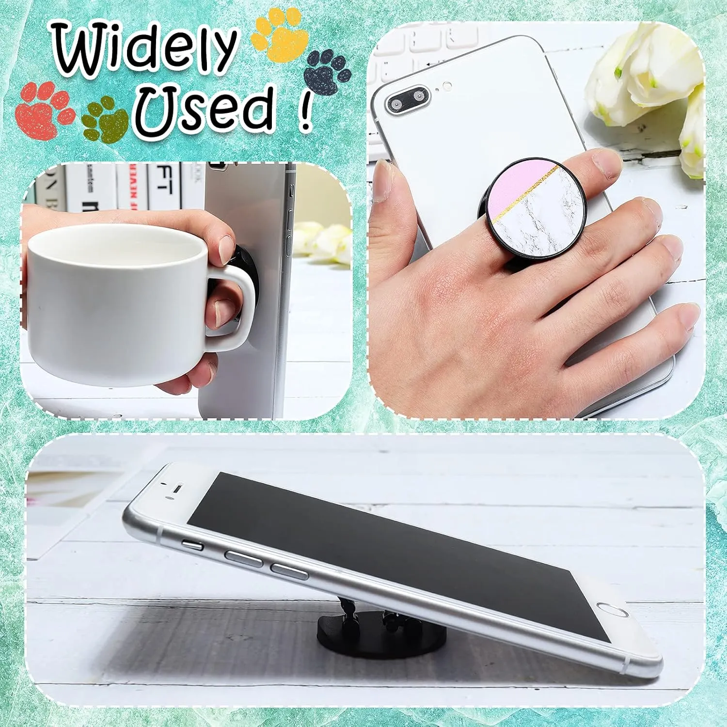 Honoson 9 Pieces Cell Phone Grip Holder Collapsible Holder Colorful Self-Adhesive Finger Ring Sublimation for Smartphone and Tablets(Marble)