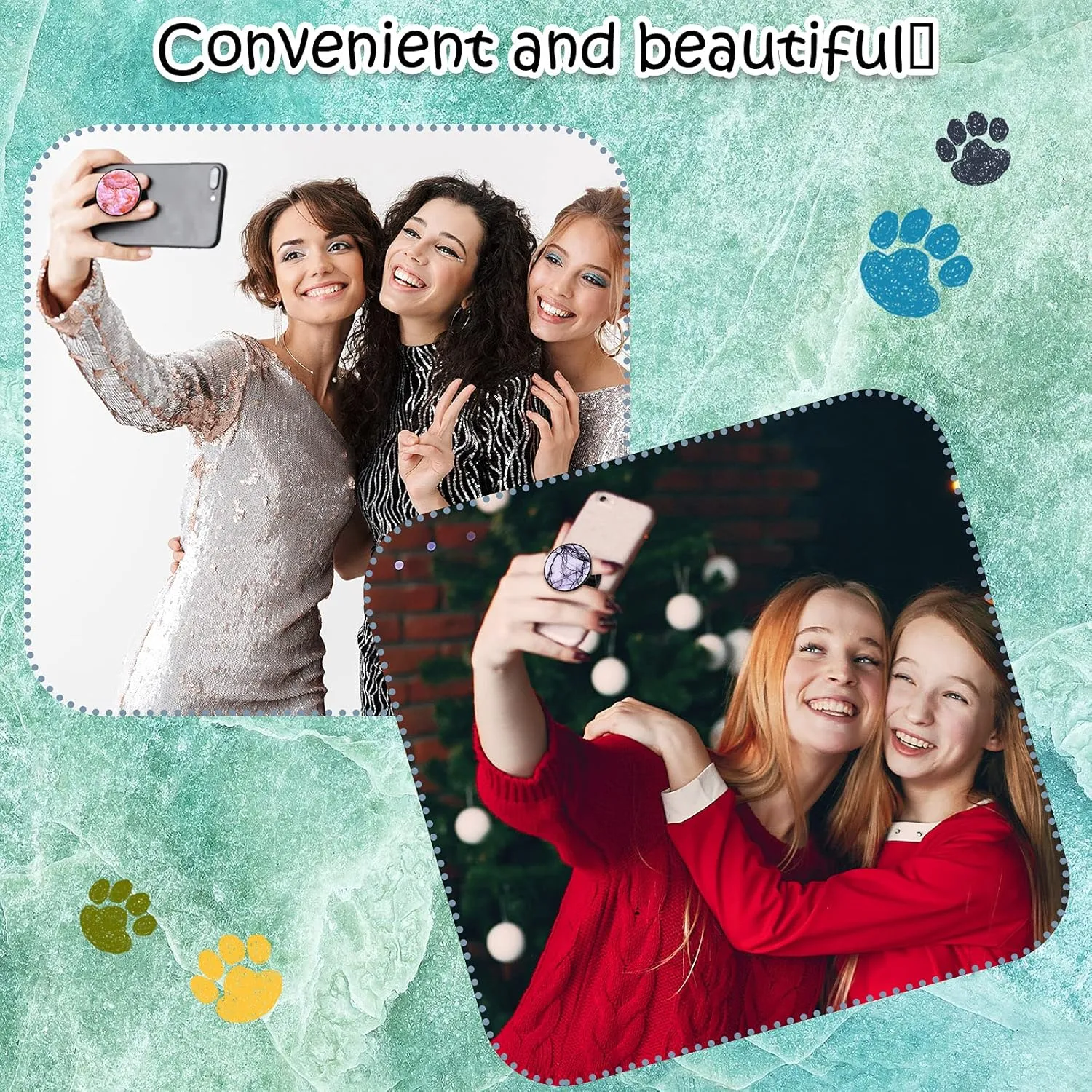 Honoson 9 Pieces Cell Phone Grip Holder Collapsible Holder Colorful Self-Adhesive Finger Ring Sublimation for Smartphone and Tablets(Marble)