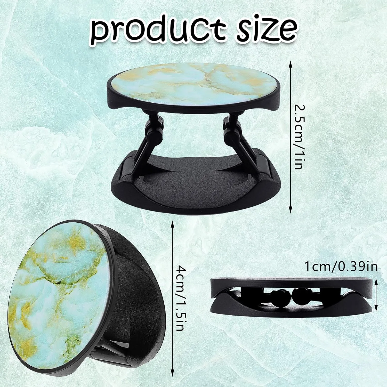 Honoson 9 Pieces Cell Phone Grip Holder Collapsible Holder Colorful Self-Adhesive Finger Ring Sublimation for Smartphone and Tablets(Marble)