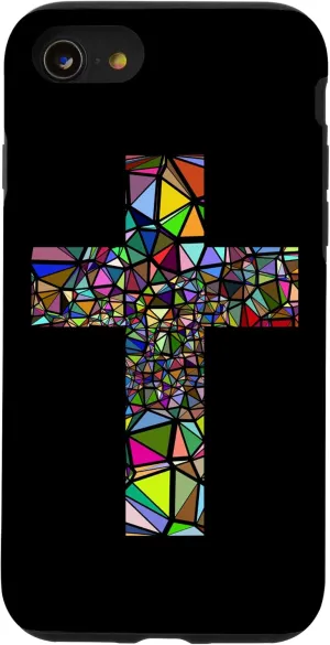 iPhone SE (2020) / 7 / 8 Jesus Cross Christian Religion God Colorful Stained Glass Case